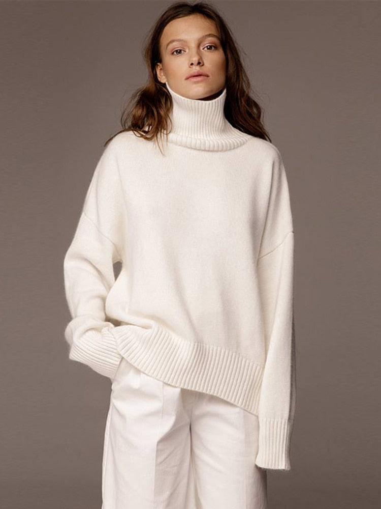 Relaxed Fit Women's Turtleneck Jumper Sweater