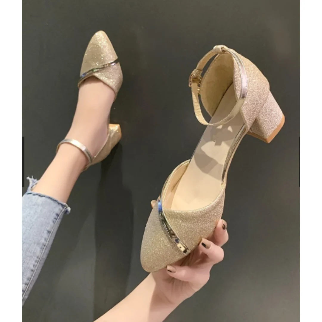 Women's Elegant Wedding Guest Block Heel Sandals | Ankle Strap