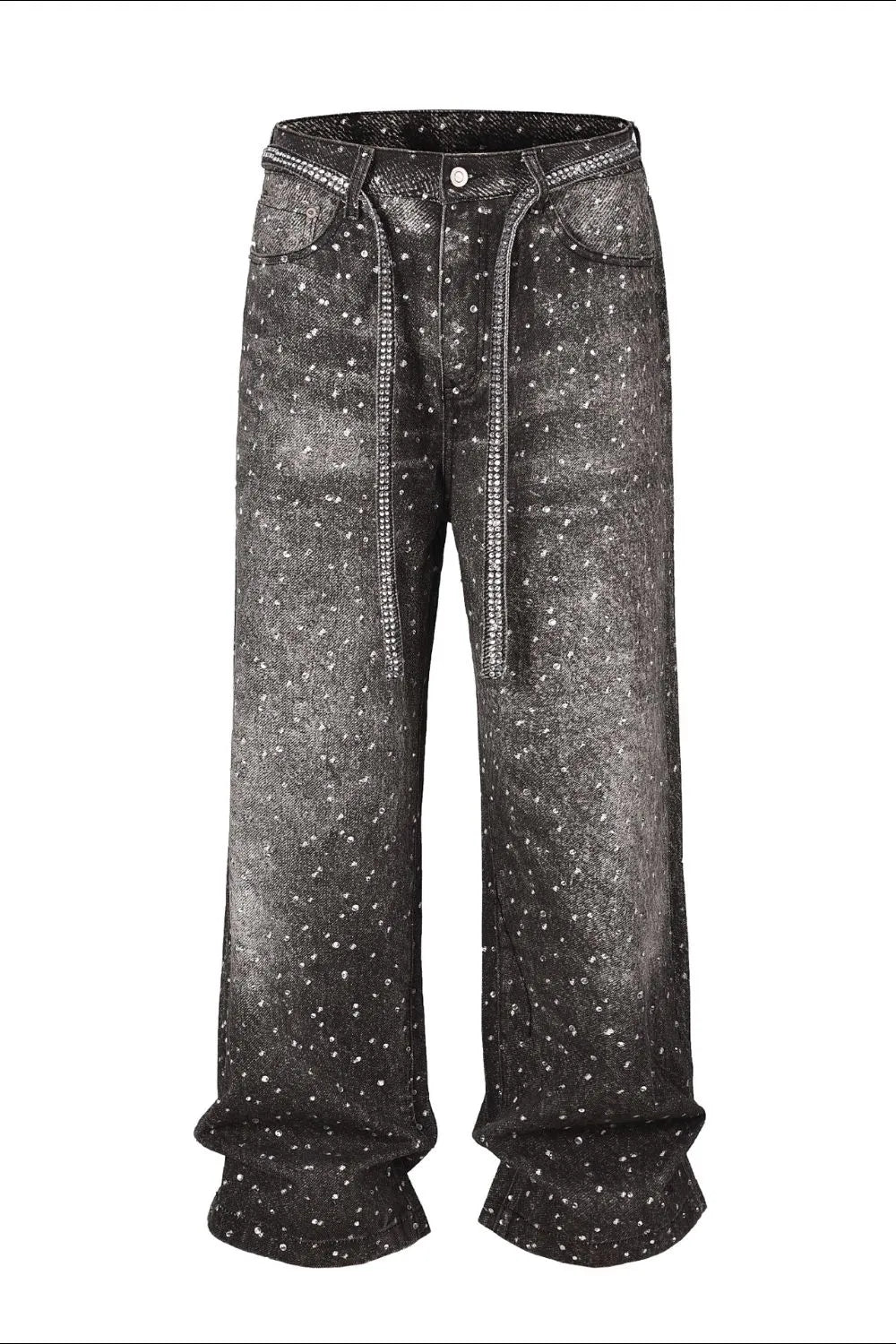 Ripped Designer Mens Jeans with Belt