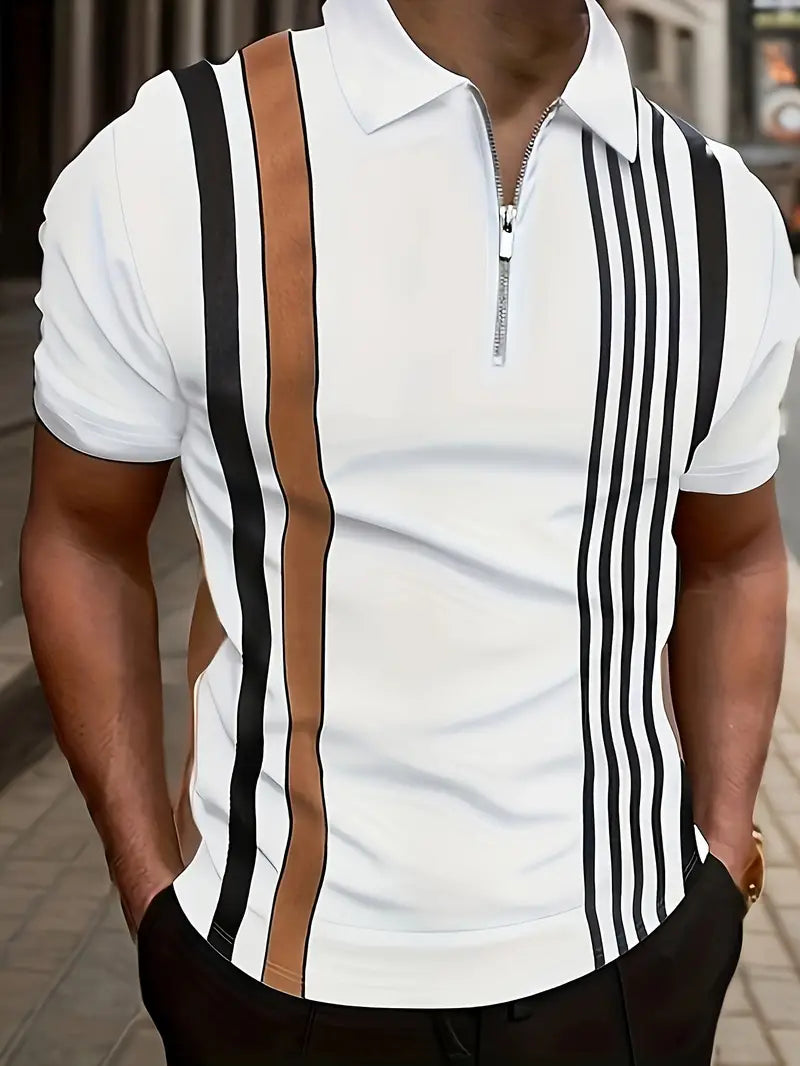 Men's Relaxed Fit Stripe Short Sleeve Shirt - OutfitLondon