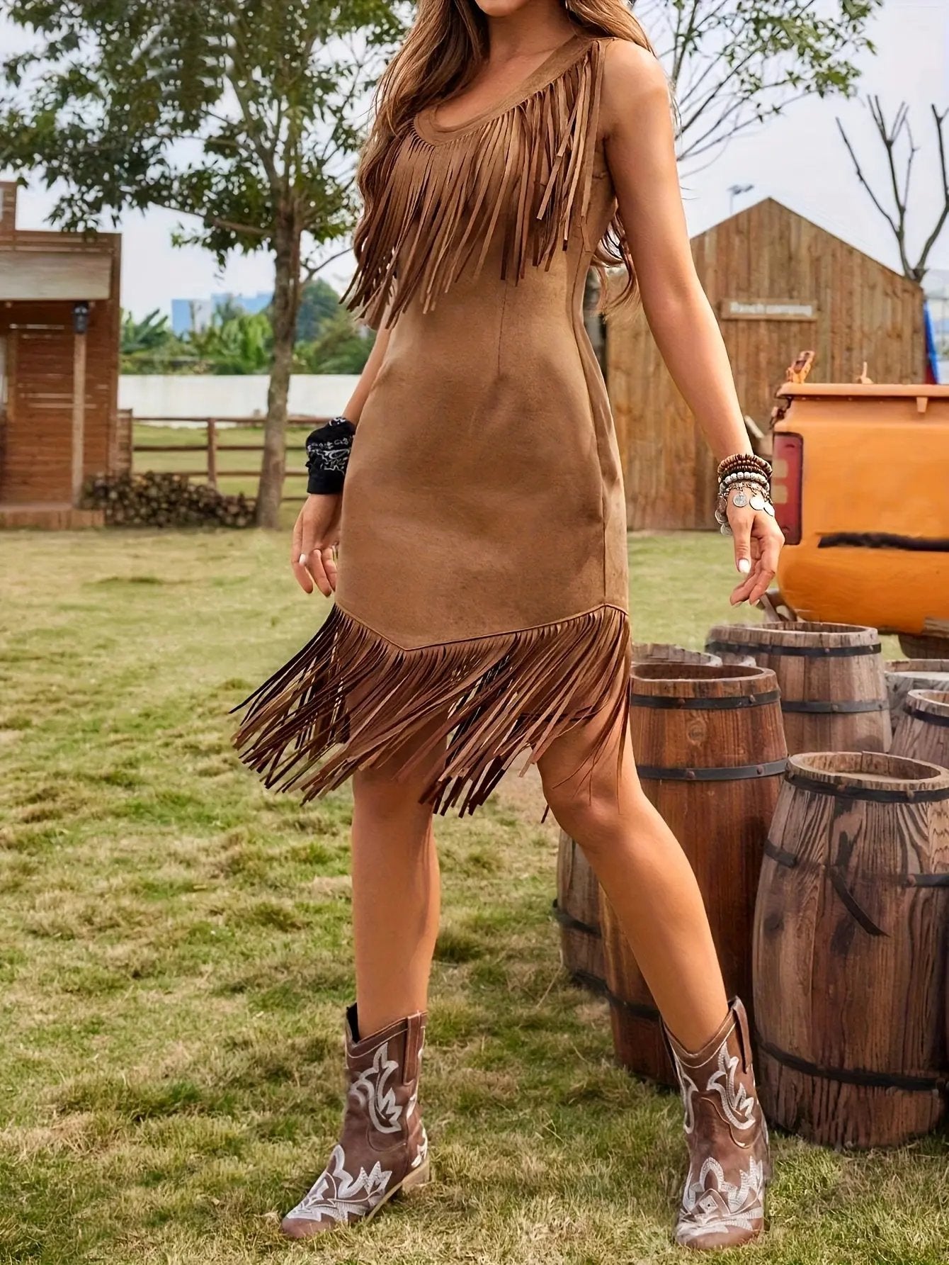 Boho Chic Desert Fringe Maxi Dress