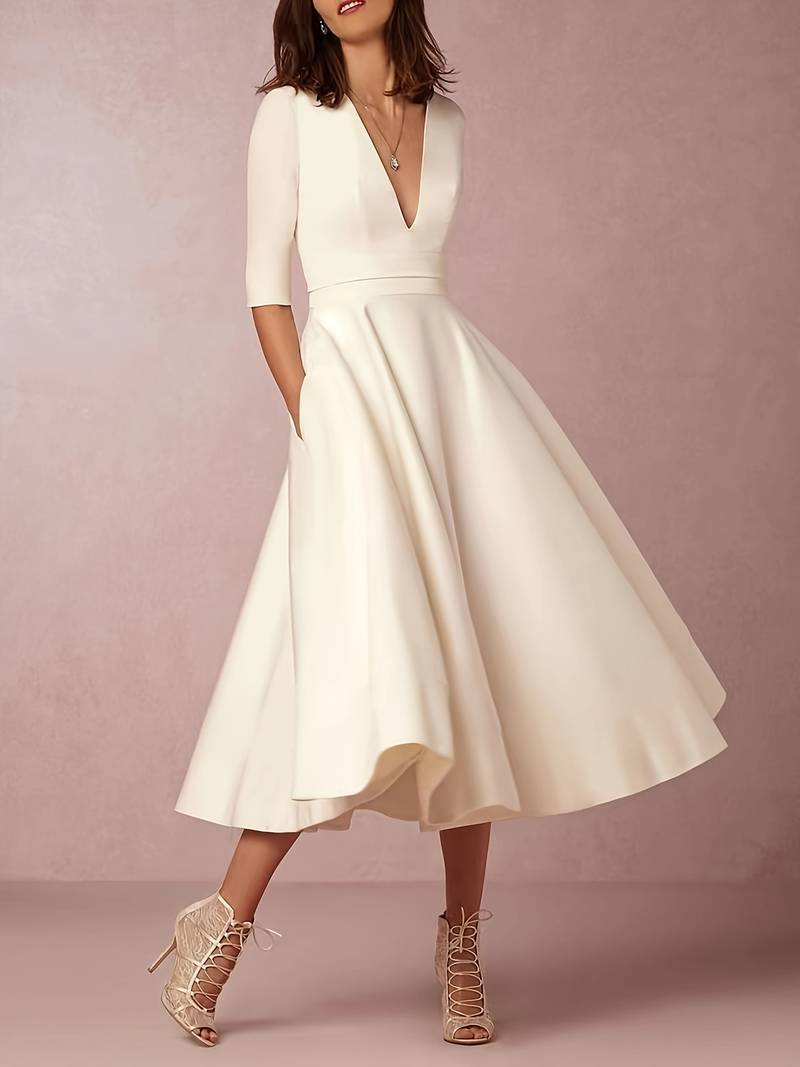 Elegant Comfortable Mid Length Sundress - OutfitLondon