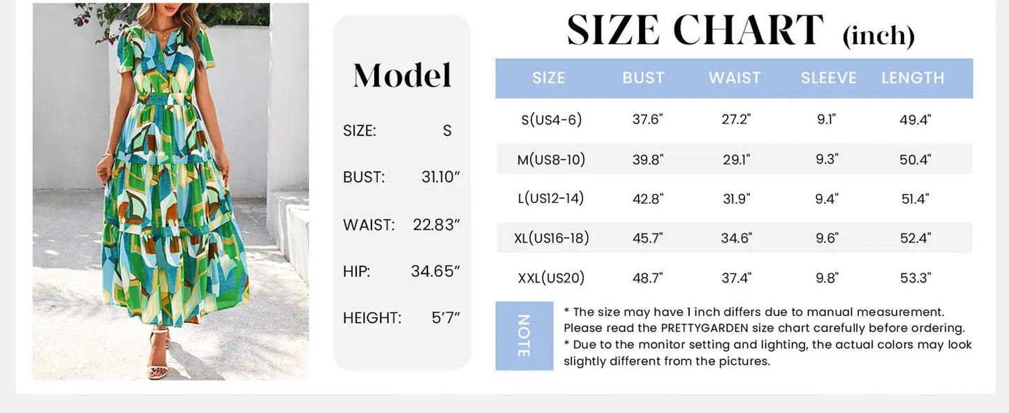 Casual Floral V Neck Flowy Beach Maxi Dress