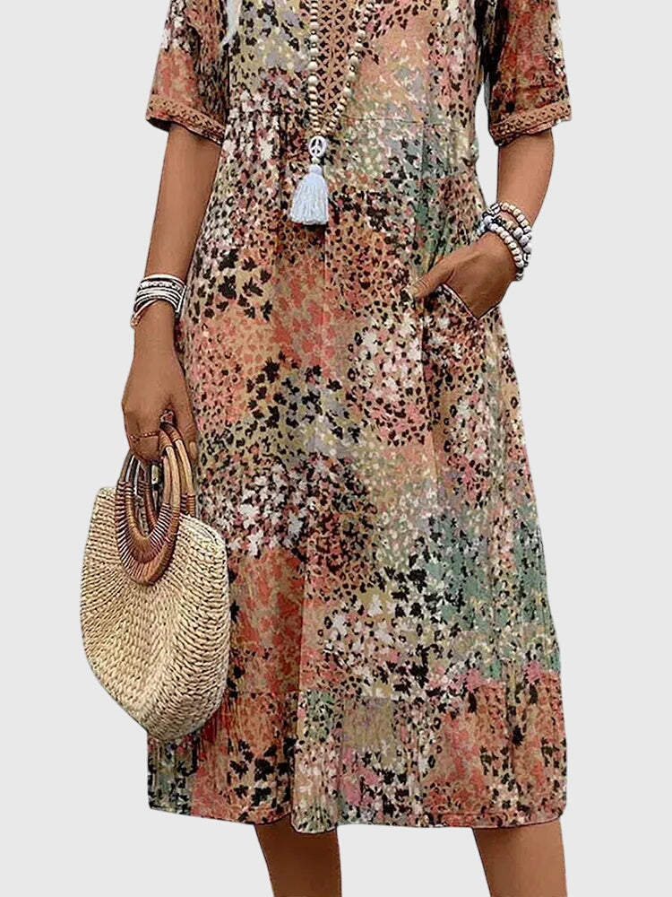 Casual Fit V-Neck Midi Dress for Women