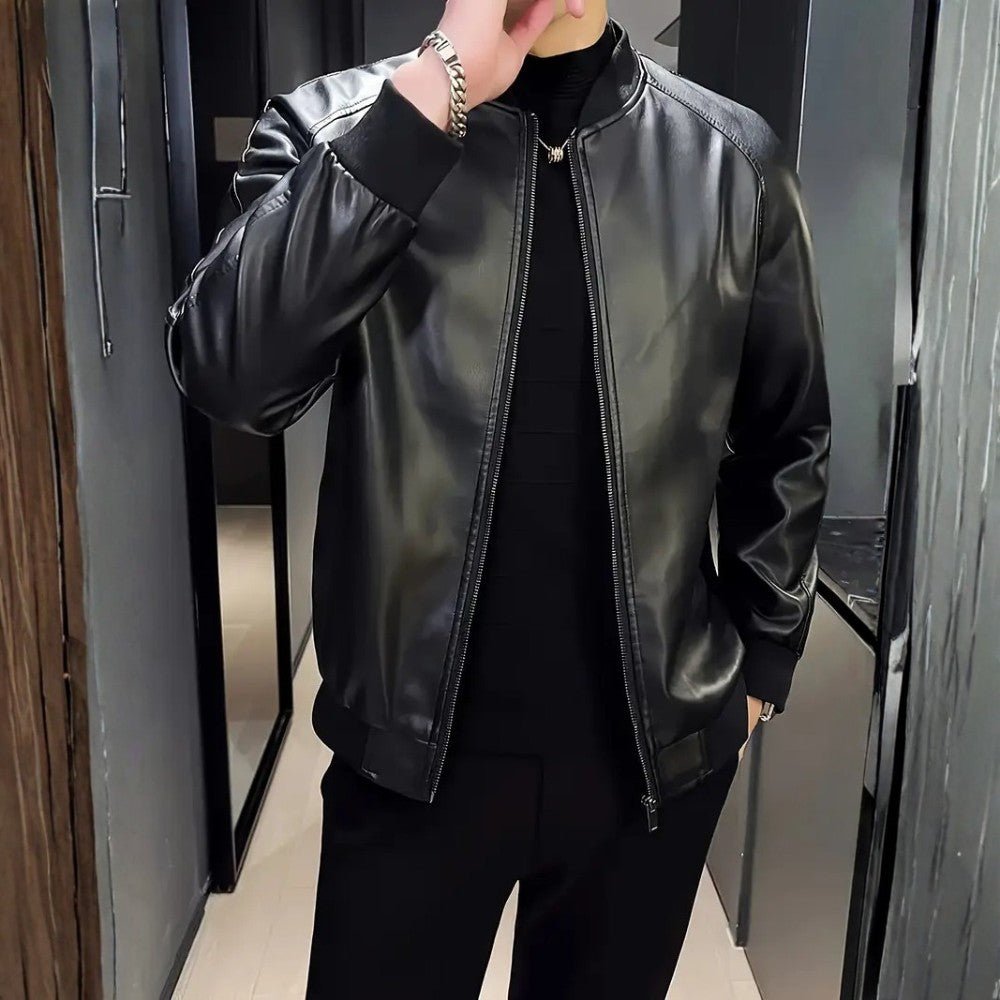 Relaxed Fit Biker Leather Jacket
