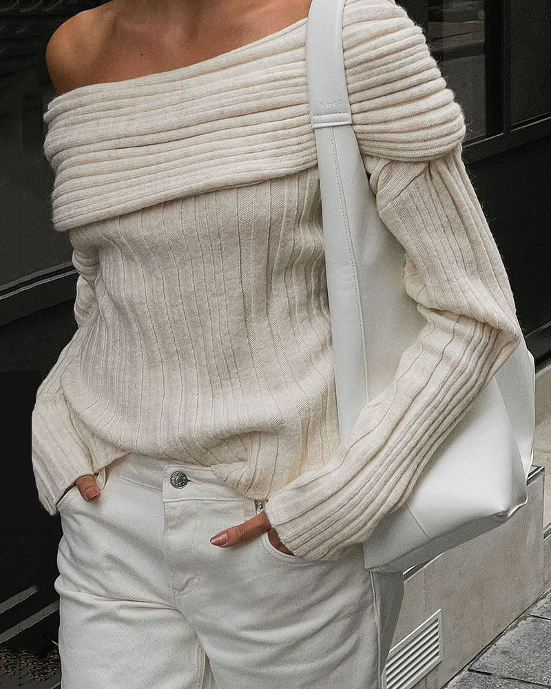 Relaxed Fit Off Shoulder Sweater
