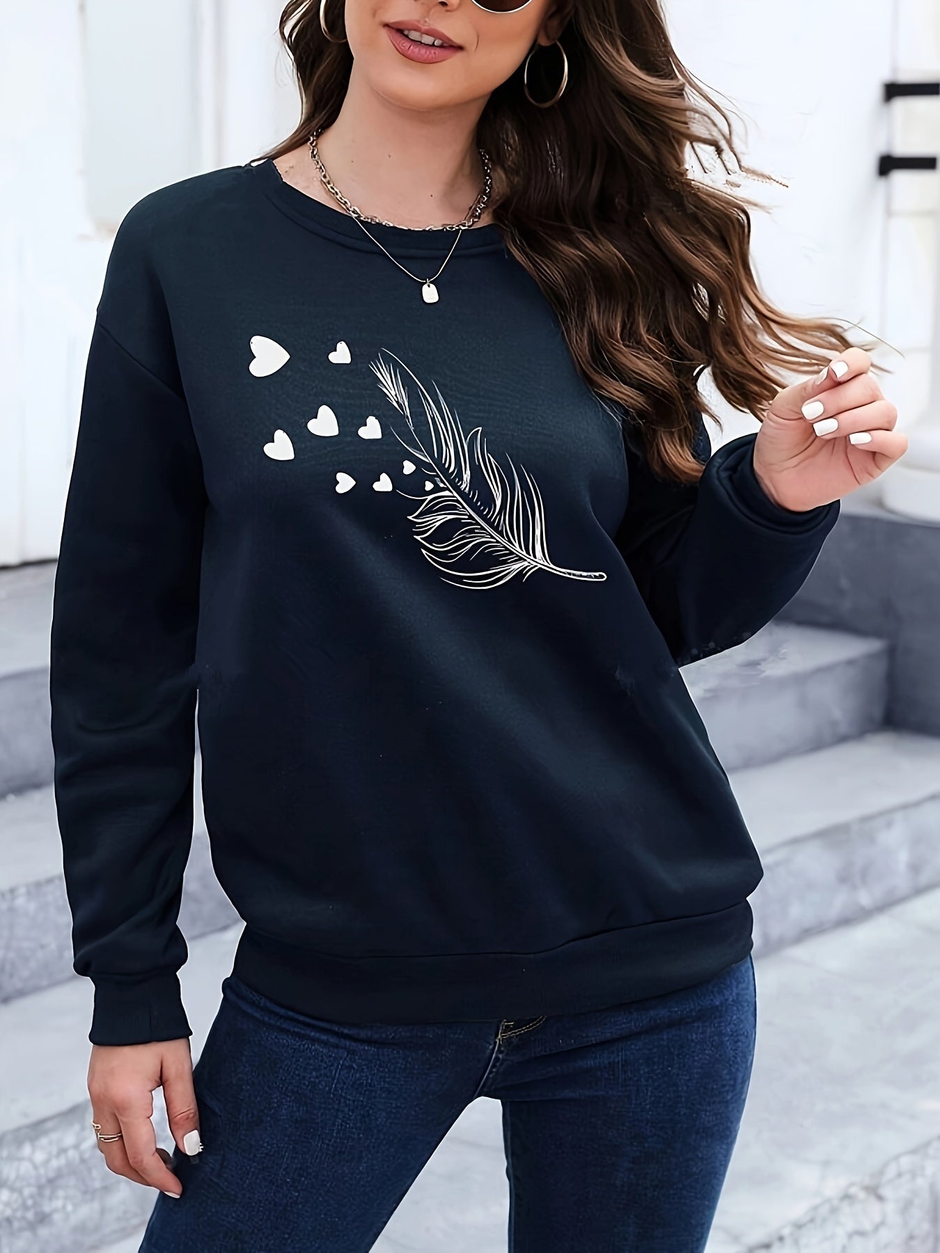Relaxed Fit Sweatshirt with Bird Pattern