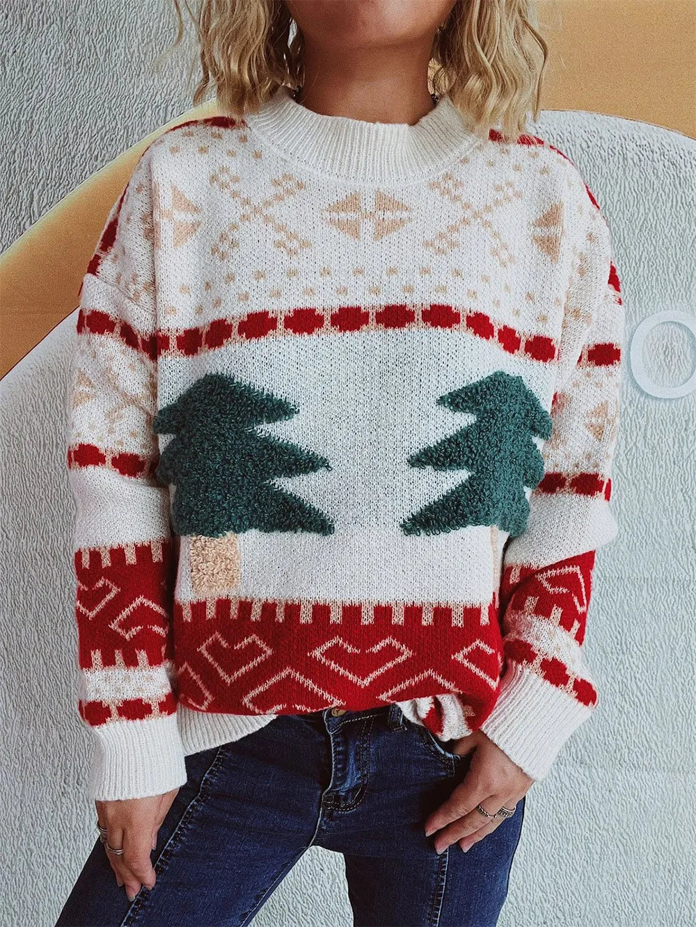 Warm Festive Crew Neck Christmas Sweater
