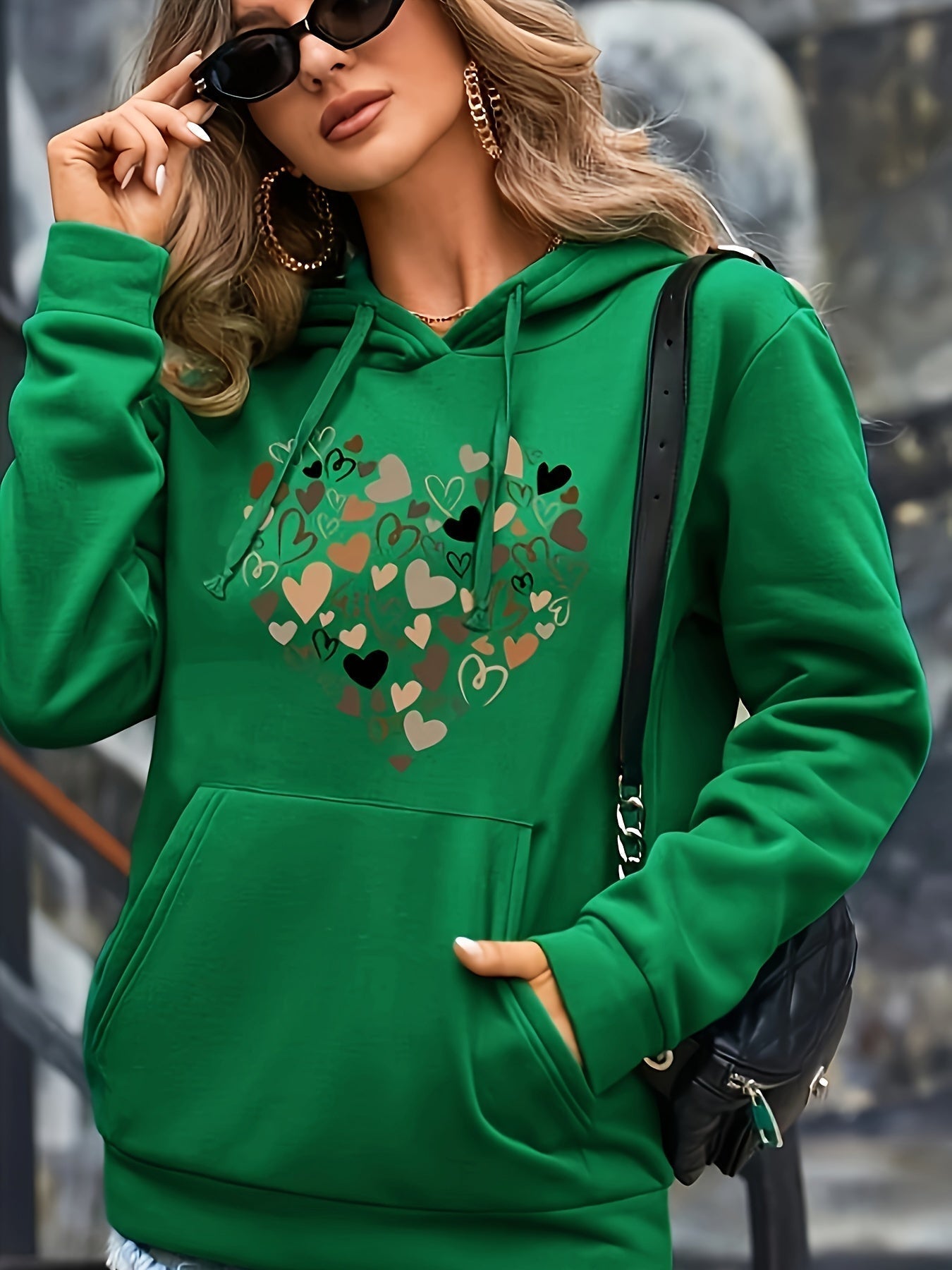 Cozy Ladies Relaxed Fit Hoodie with Love Graphic