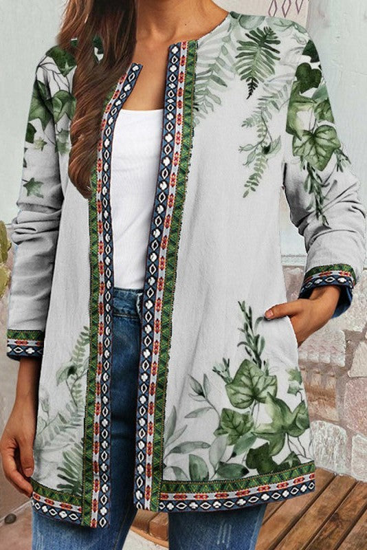 Women's Floral Open Front Cardigan - OutfitLondon