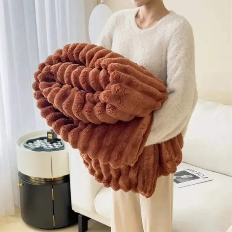 Plush Fake Fur Heavy Throw Blanket