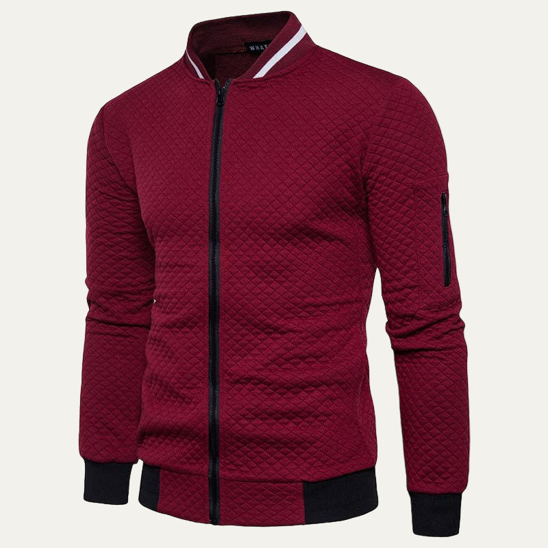 Men's Classic Quilted Knit Sweater Jacket