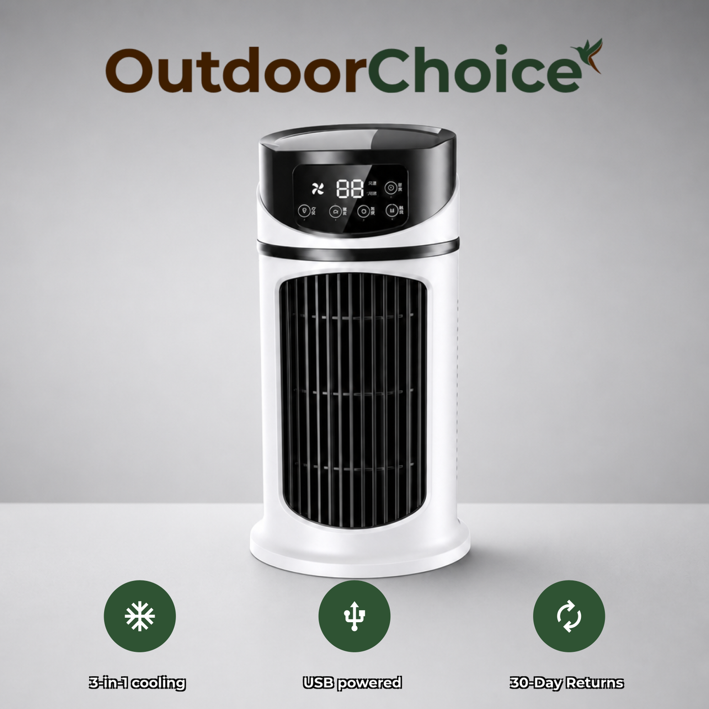 Personal 3-in-1 USB Desk Air Cooler, Humidifier & Fan