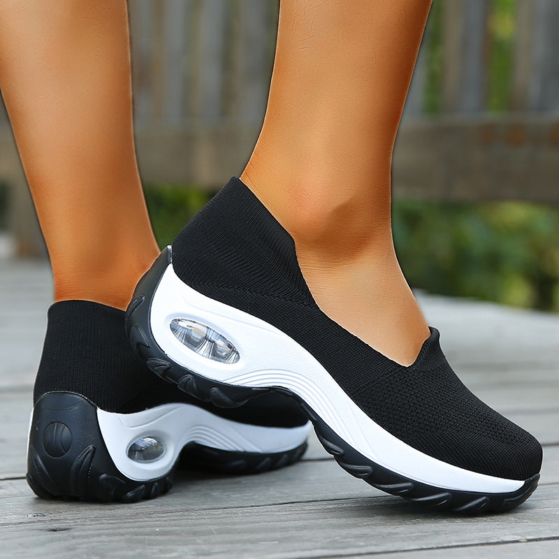 Women's Fly-Woven Fabric Athletic Low Heel Sneakers