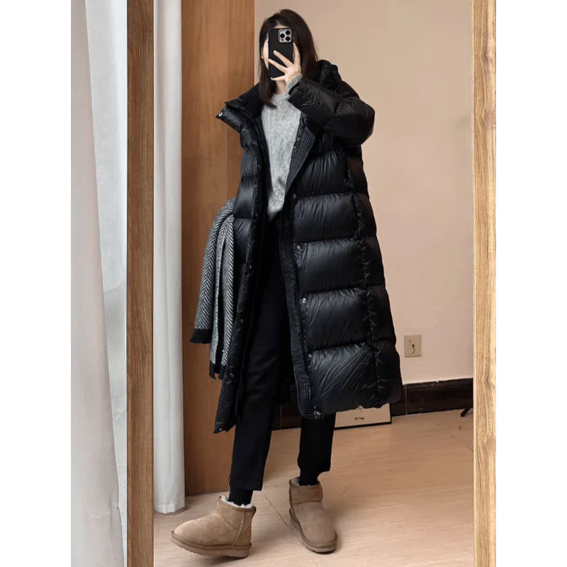 Cozy Ladies Black Puffer Jacket with Hood - OutfitLondon