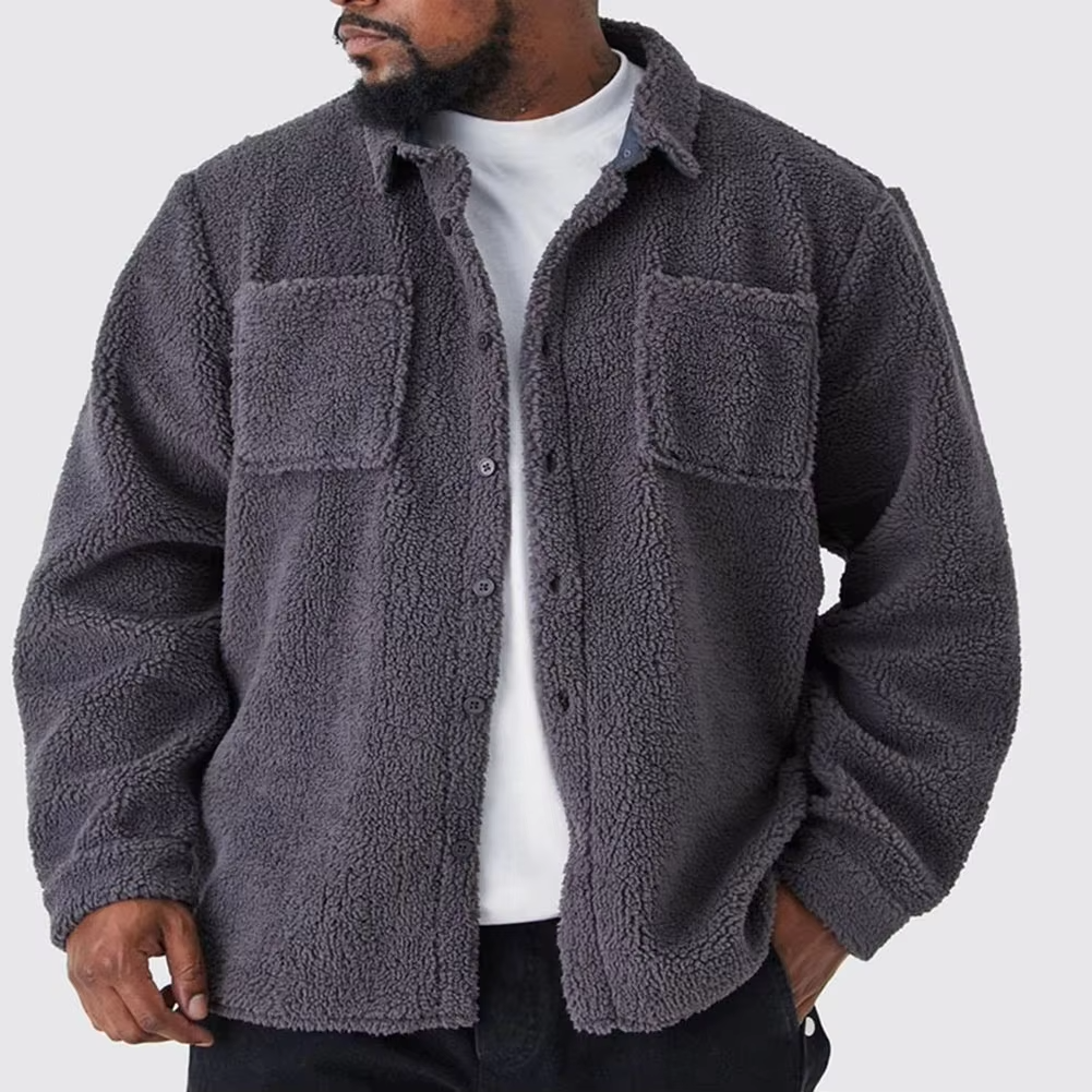 Warm Fleece Coat with Button Closure - OutfitLondon