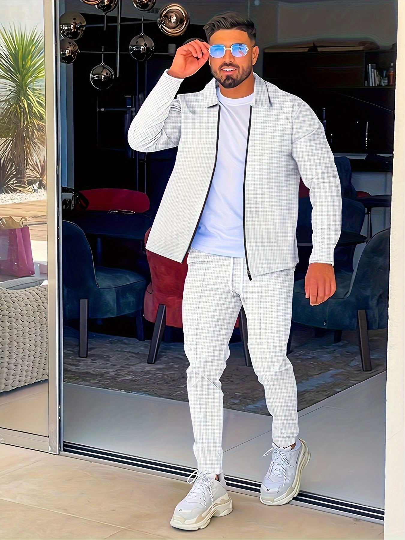 Cozy Fleece Men's Tracksuit With Zipper Hoodie