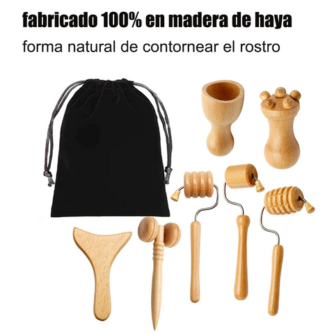 Face Massager Wooden Therapy Slimming Gua Sha Wrinkle Remover Kit