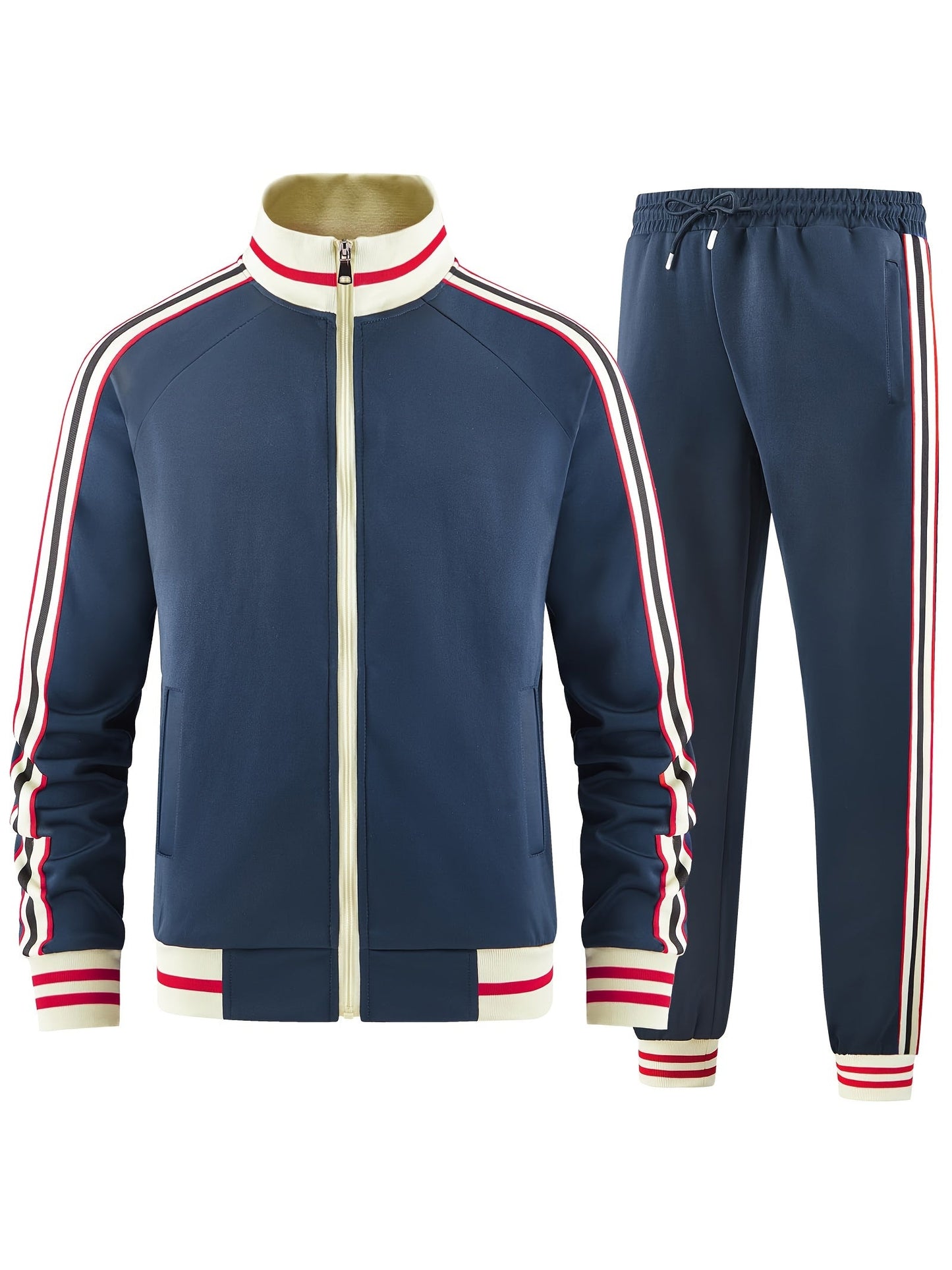 Relaxed Fit Men's Zipper Tracksuit Set