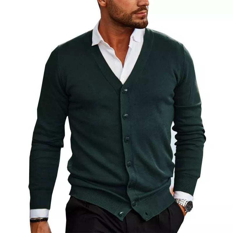 Slim Fit V-Neck Knit Cardigan Sweater
