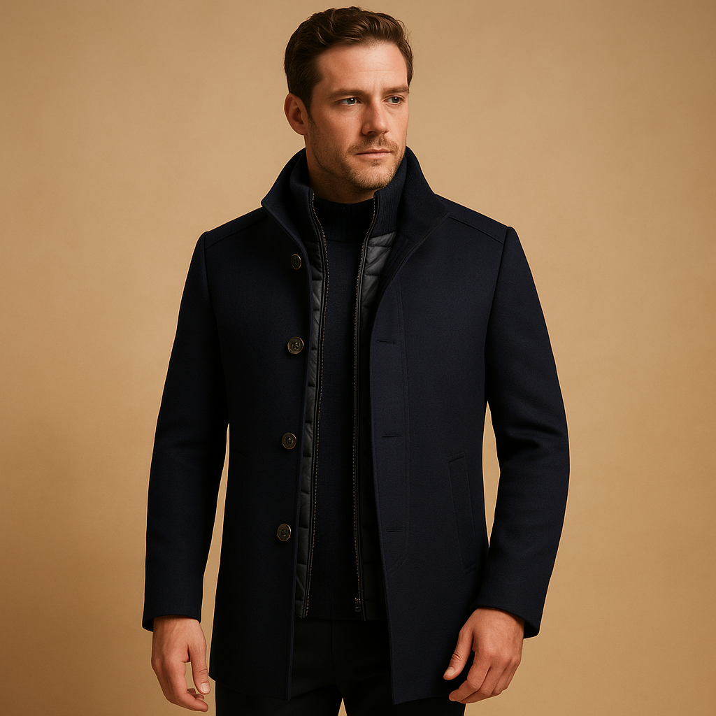 Classic Mens Long Coat - Warm and Stylish
