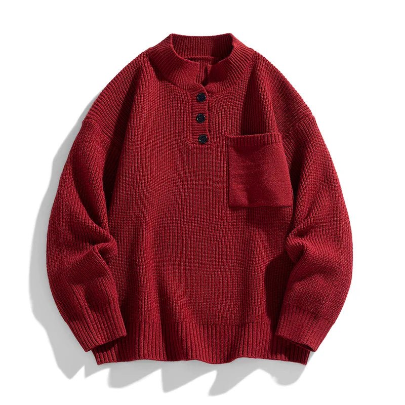 Warm Mens Crew Neck Pocket Sweater