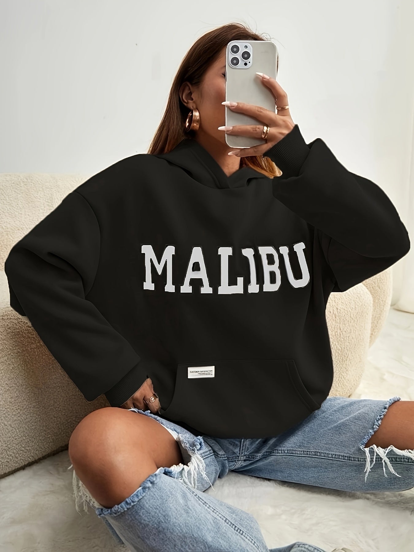 Comfy Oversized Hoodie for Women with Malibu Graphic