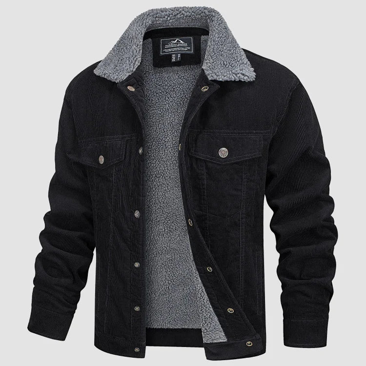 Rugged Corduroy Coat with Fleece Lining