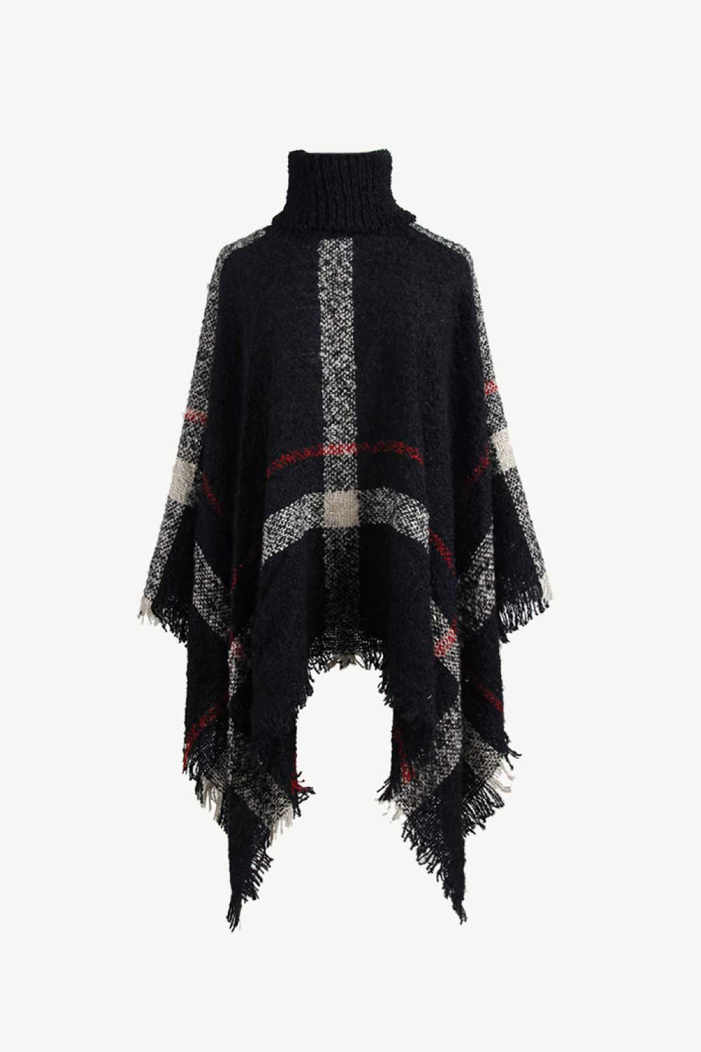 Fashionable Fringe Open Front Poncho Coat