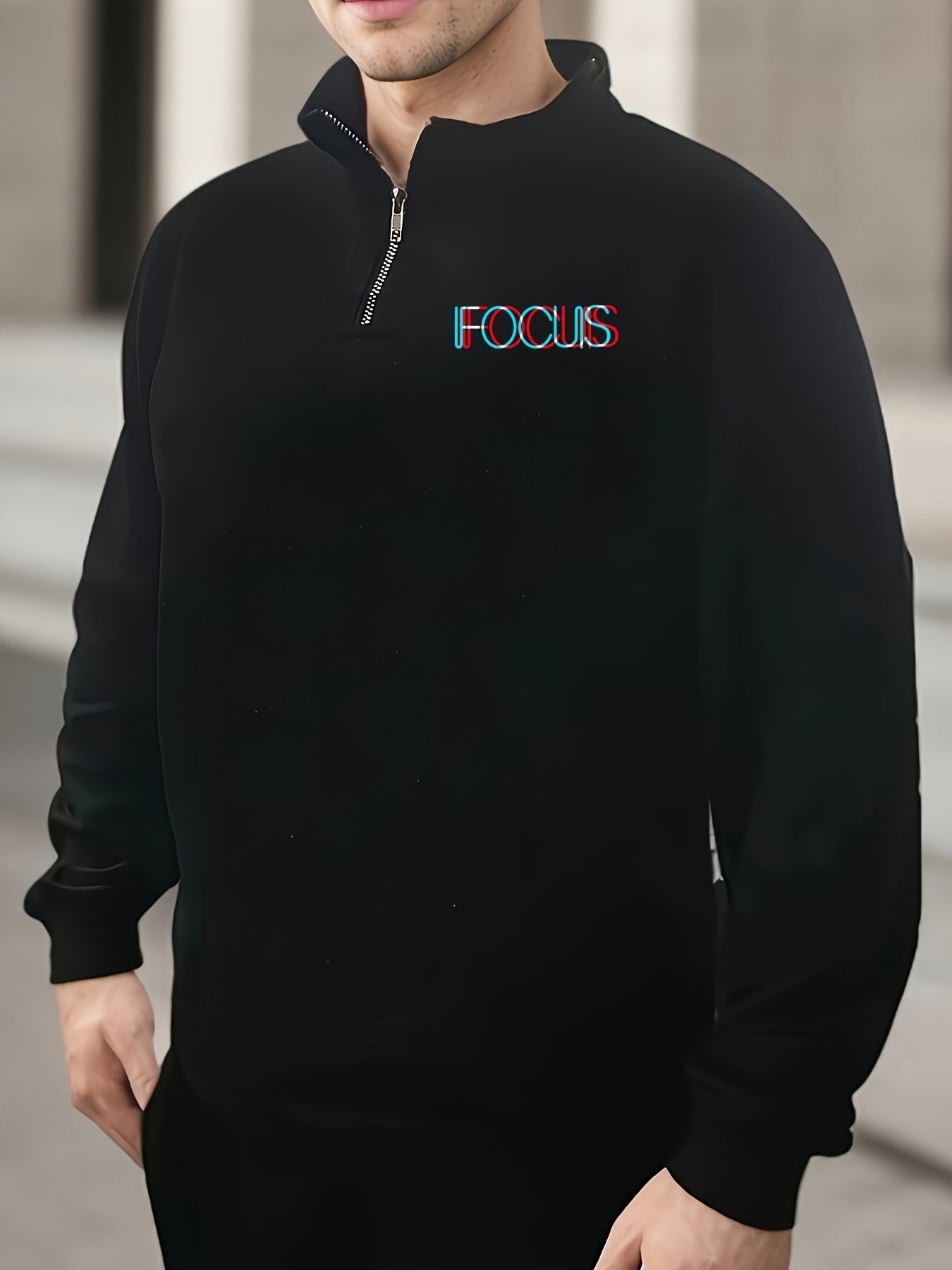 Trendy Mens Graphic Quarter Zip Sweater