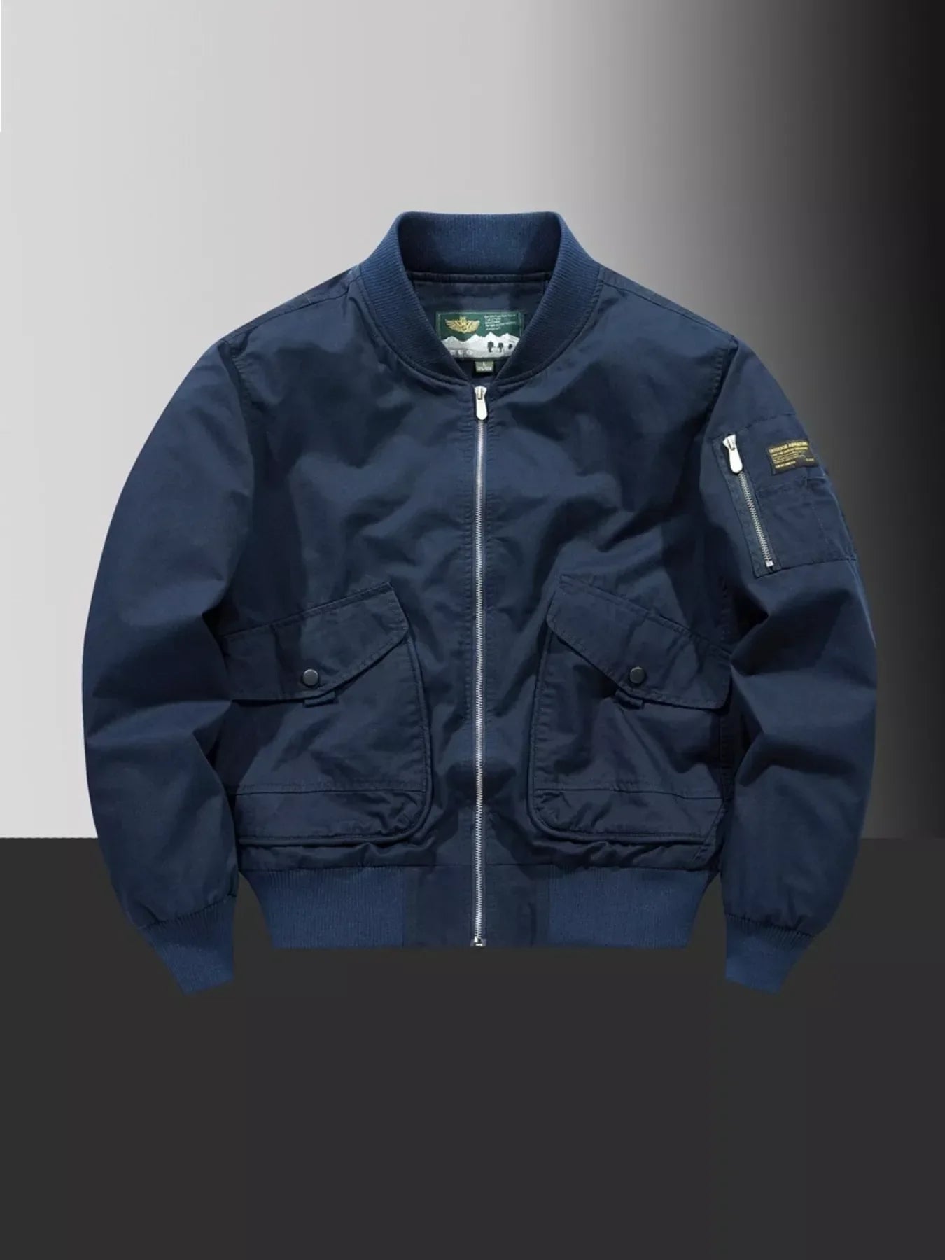 Large Size Mens Zip Up Bomber Jacket