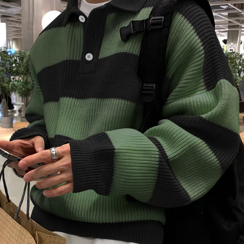 Relaxed Fit Crew Neck Striped Sweater