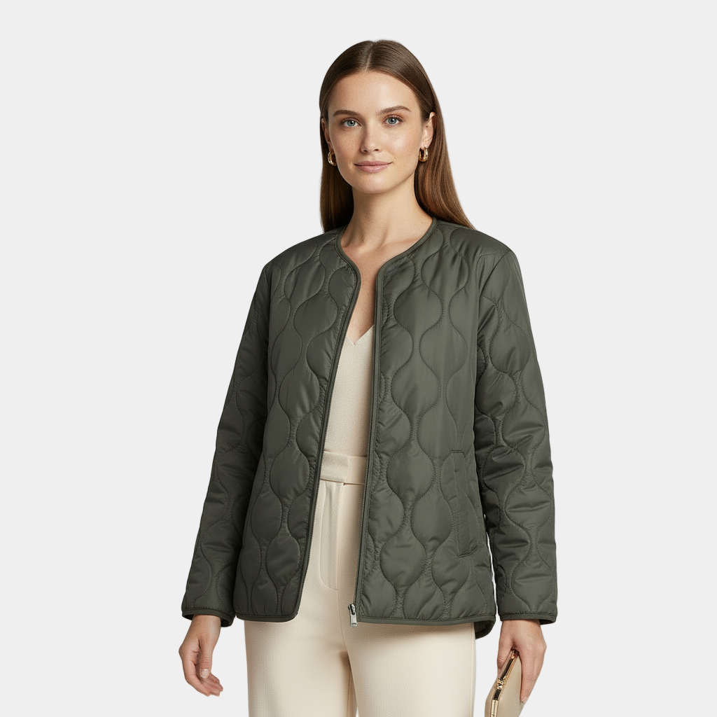 Women's Fitted Padded Zipper Jacket