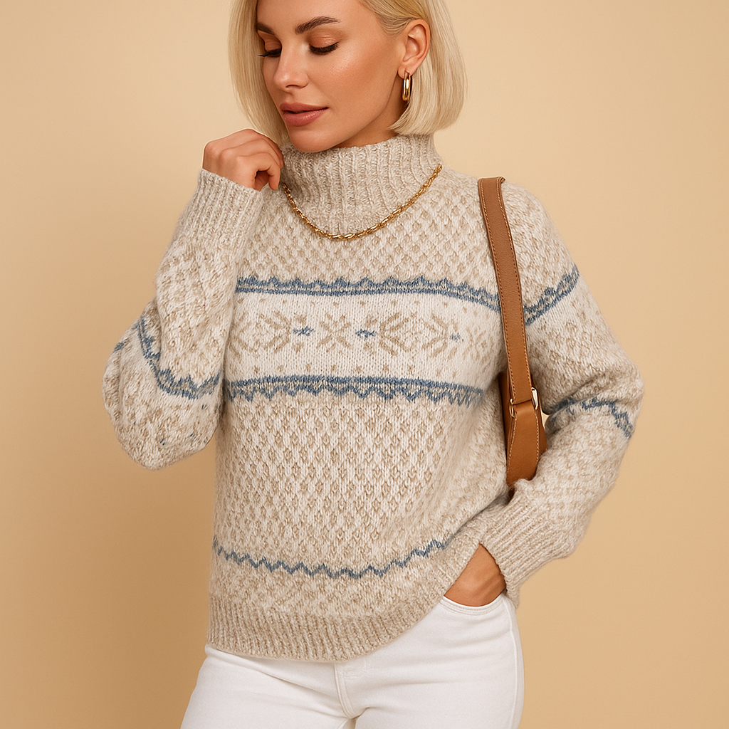 Women's Snowflake Pattern Turtleneck Sweater