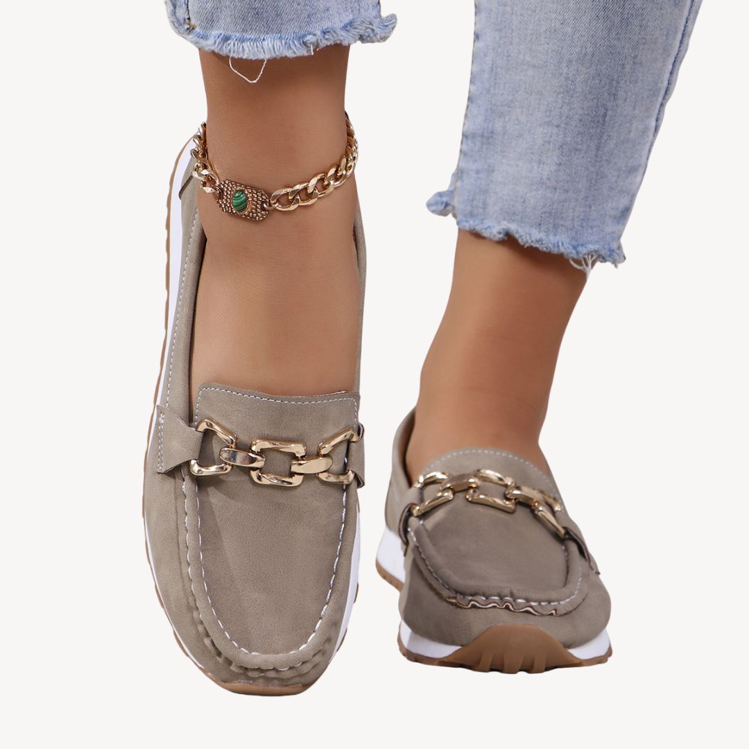 Comfortable Suede Slip On Shoes Women Chain