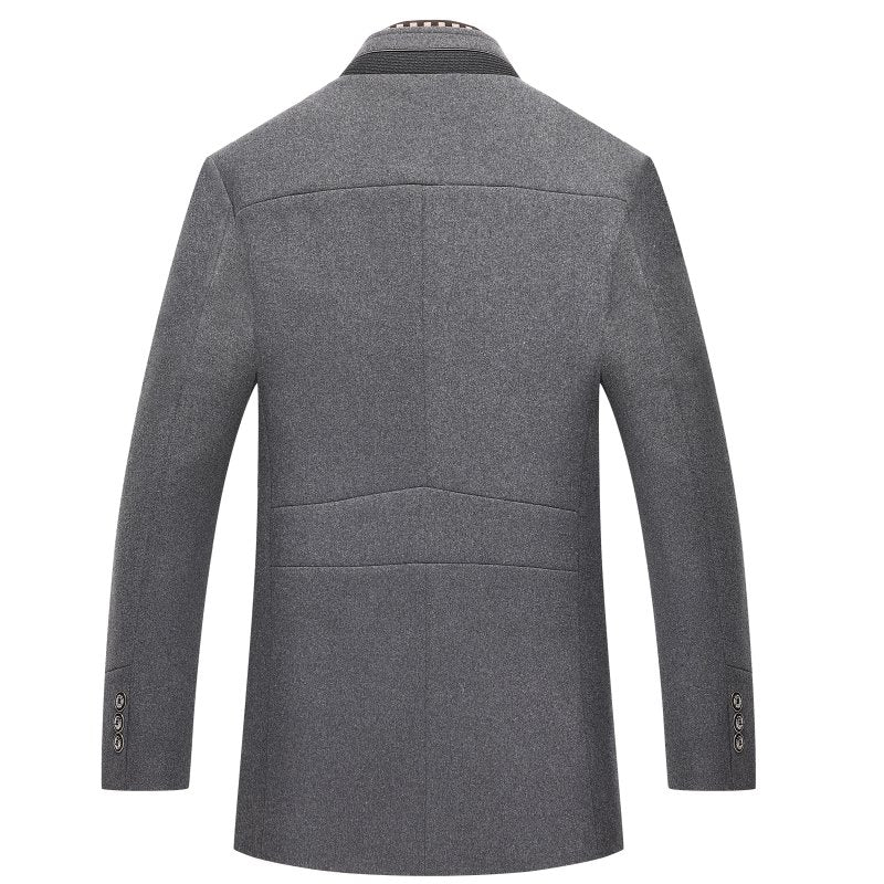 Classic Men's Long Coat with Button Front