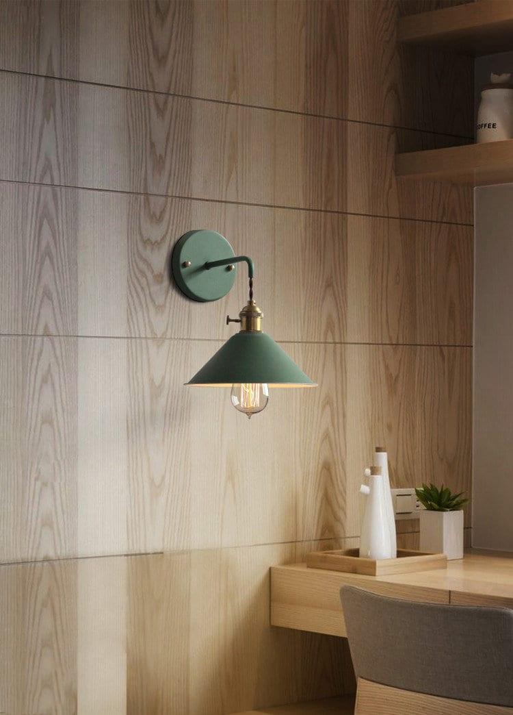 Vintage Cone Shaped Metal Wall Light with Bulb
