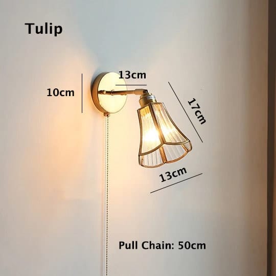 Vintage Style Glass Flower Wall Light With LED