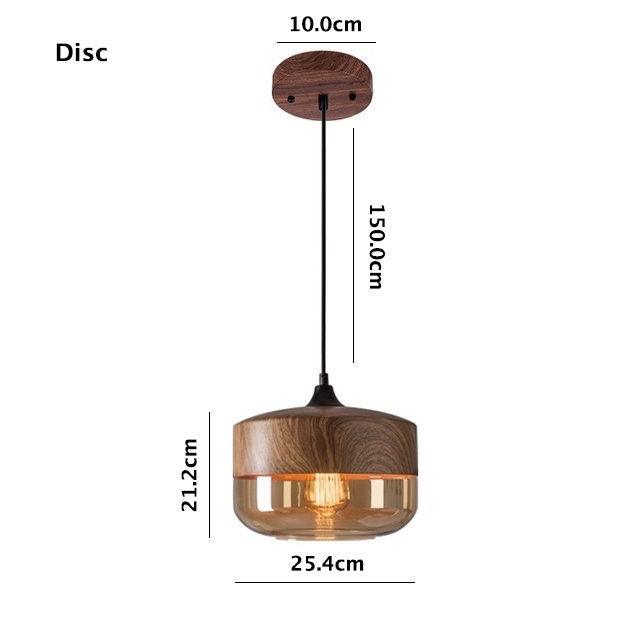 Vintage Industrial LED Pendant Light with Wood Tone
