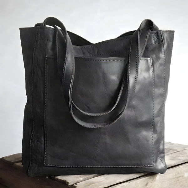 Classic Brown Genuine Leather Tote Bag