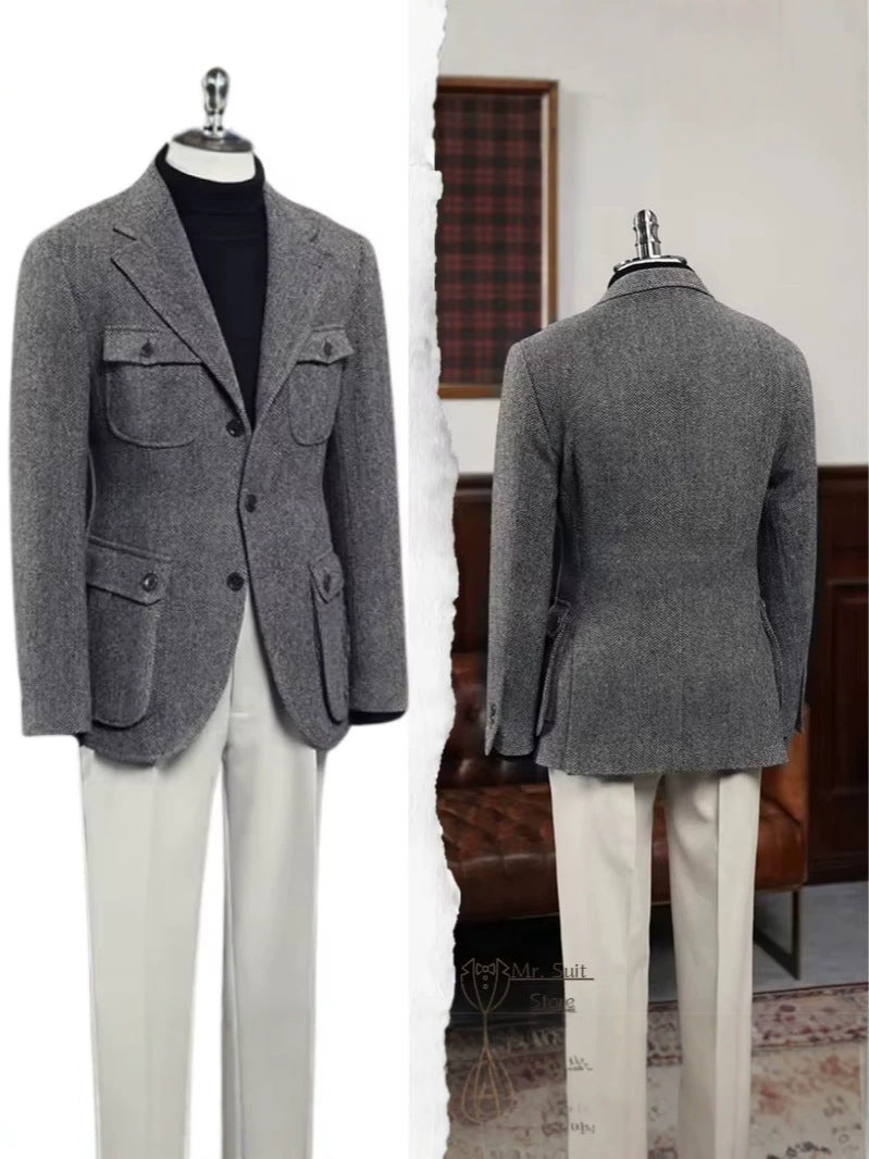 Classic Men’s Blazer Jacket with Elbow Patches