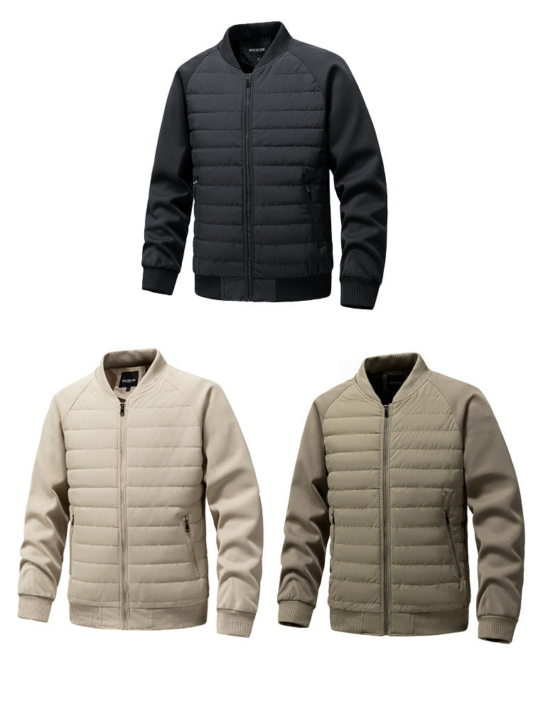Men's Padded Quilted Bomber Coat with Fitted Sleeves