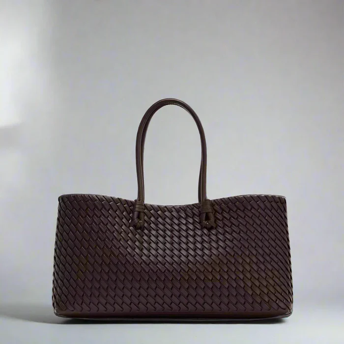 OutfitLondon Women's Woven Tote Bag Structured Fabric Lined