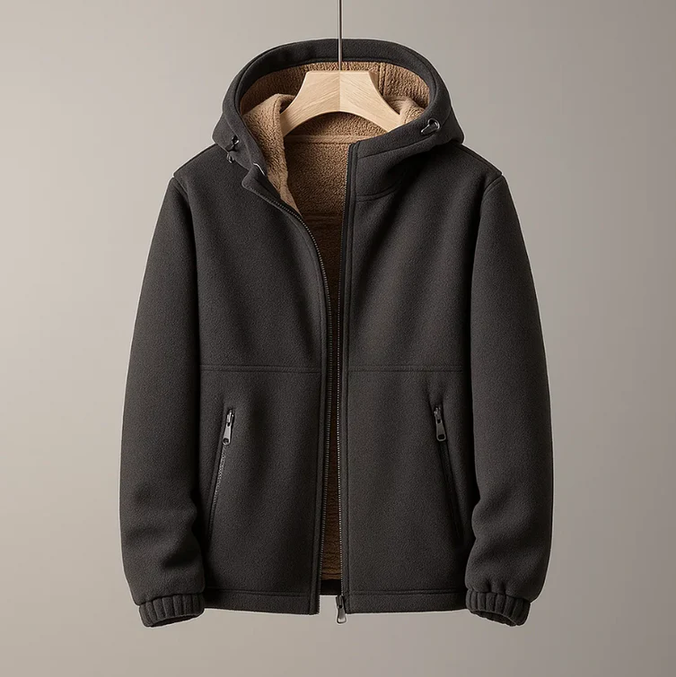 Men's Fleece Hooded Jacket Cashmere Blend Lining