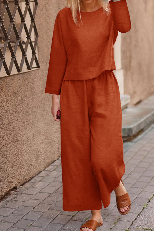 Women's 2 Piece Long Sleeve Top and Loose Fit Pants