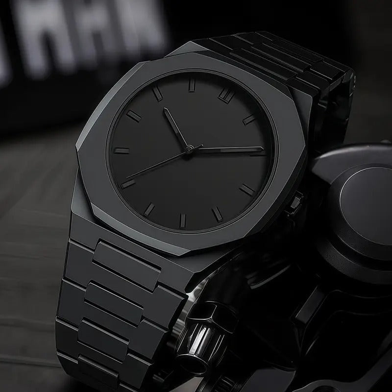 Sleek Black Men's Stainless Steel Watch