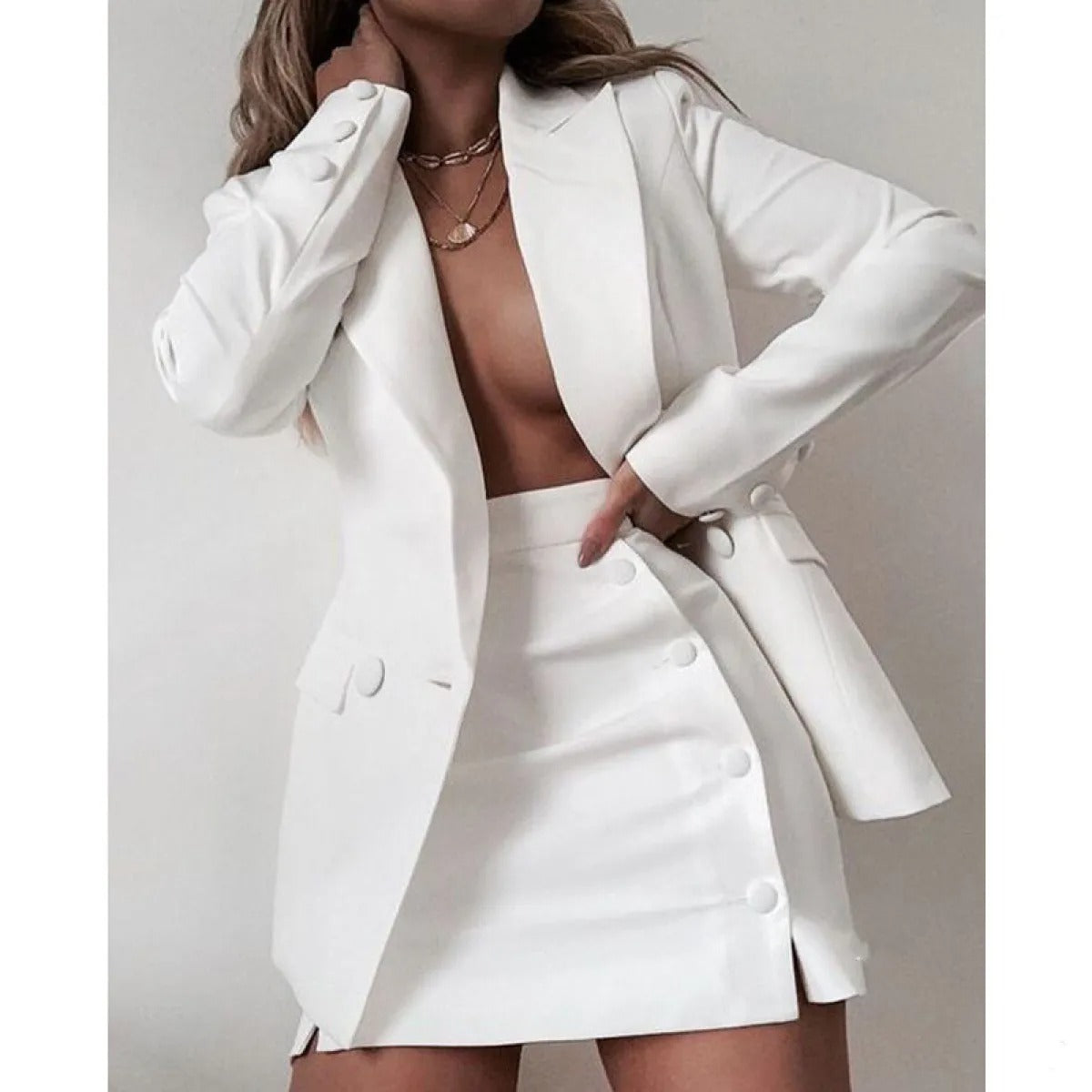 Timeless Women's Ivory 2 Piece Blazer Suit - OutfitLondon