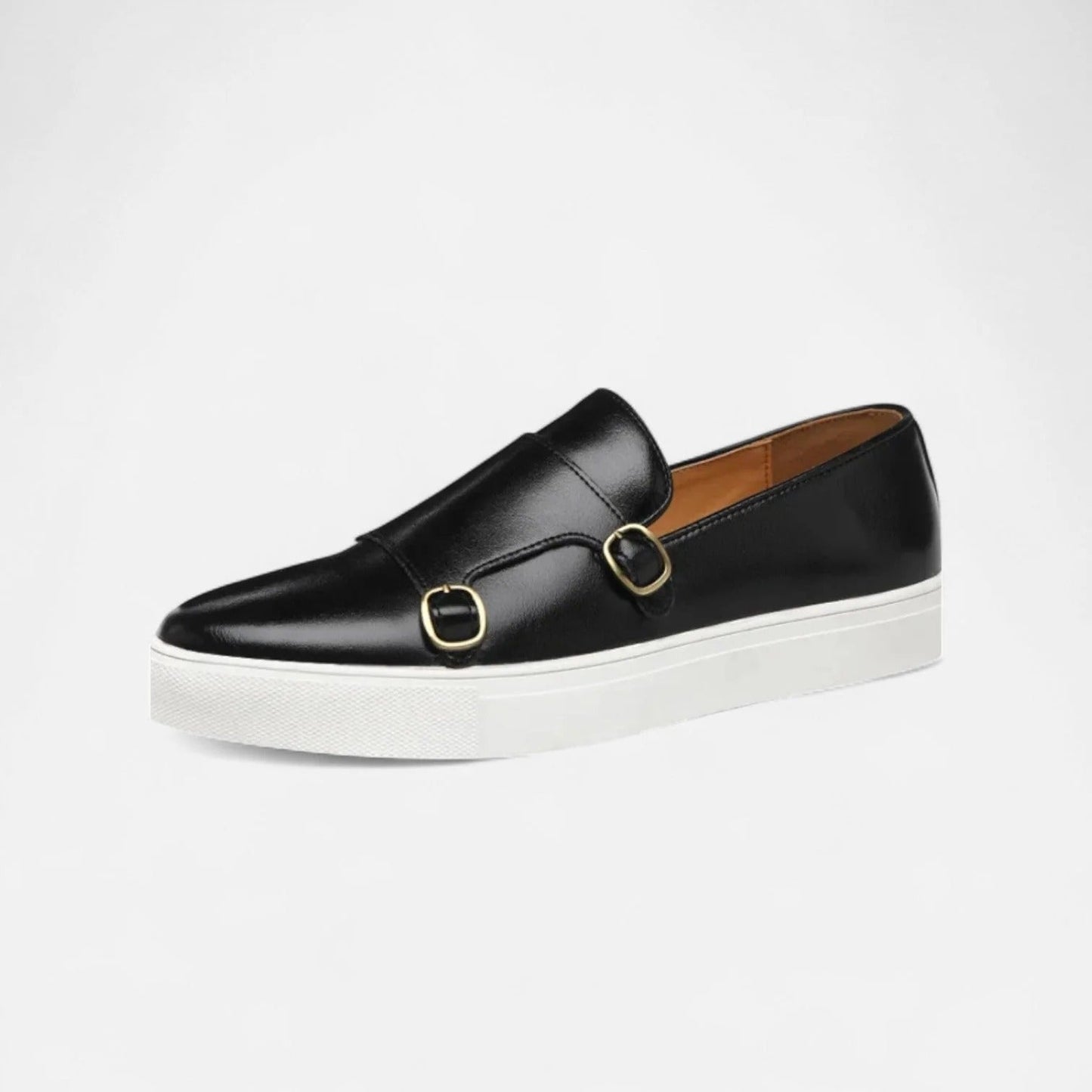 Classic Double Buckle Leather Loafers for Men