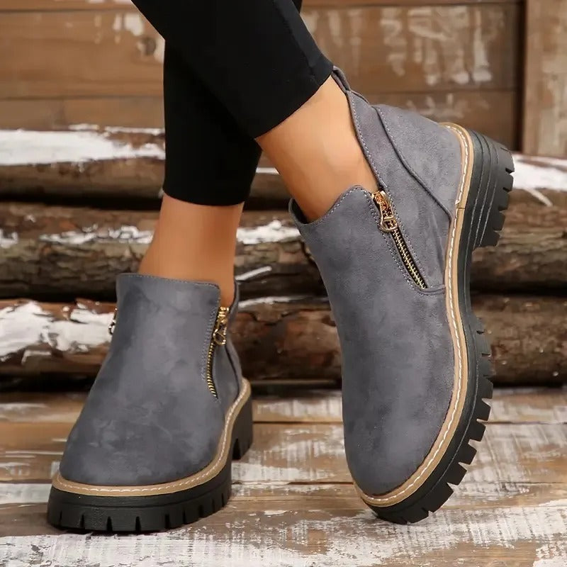 Women's Brown Buckle Ankle Boots
