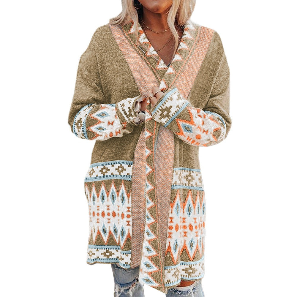 Soft Knit Geometric Sweater for Ladies